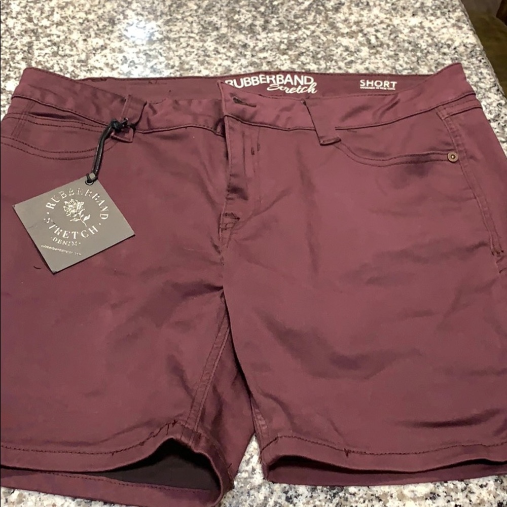 Rubber band stretch brand denim shorts
